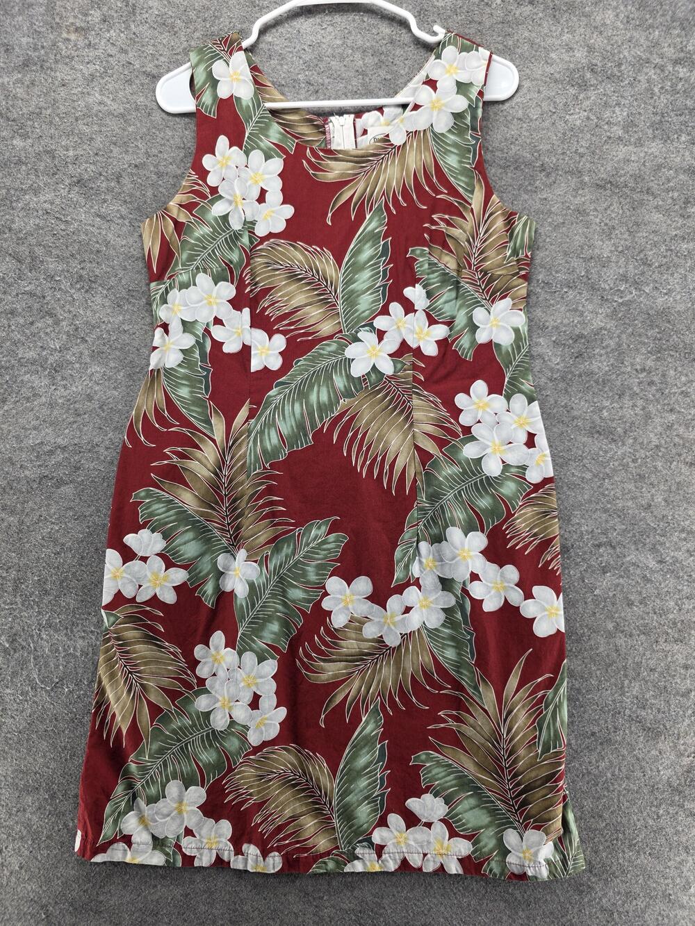 Pacific Legend Apparel Dress Womens M Red Floral Sheath Knee Length Strappy